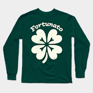 Fortunato Emblem - Distressed Four-Leaf Graphic Design Long Sleeve T-Shirt